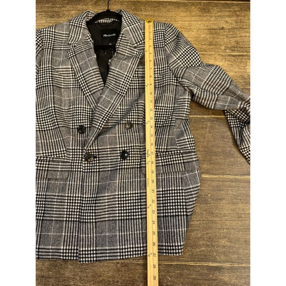 Madewell Women's The Rosedale Blazer Size 10 Black‎ White Double-Breasted Wool - Picture 16 of 16